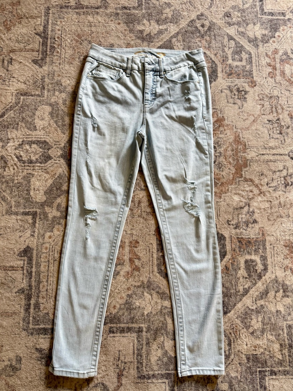 Seven7 Light Blue Distressed Skinny Jeans